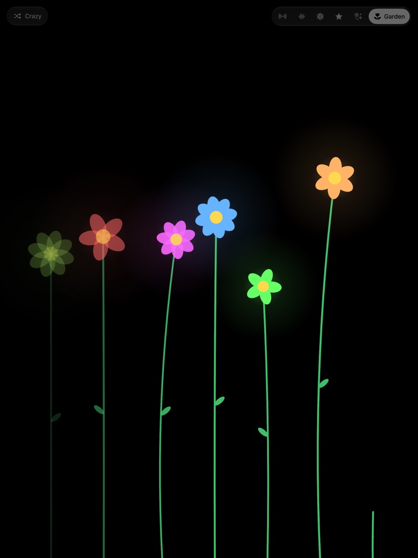 A row of glowing flowers on tall stems