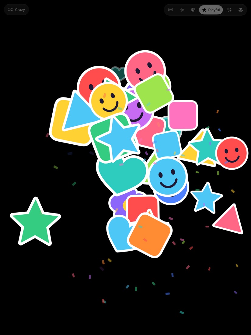 Bright stars, hearts and smiley stickers with confetti